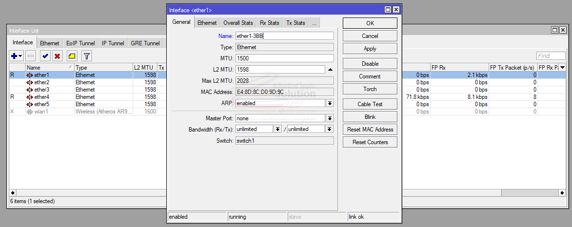 MikroTik แก้ไขชื่อ Ethernet Port – KnowledgeCNX